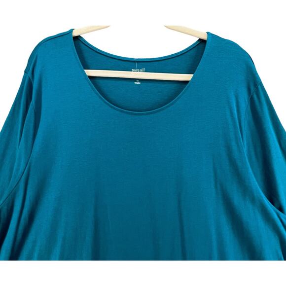 J Jill Pure Jill Wrap Tunic 4XL Teal Blue Scoop Neck 3/4 Sleeve Top Coastal Cozy - Picture 3 of 14